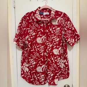 Old Navy Men's Red and White Floral Shirt
